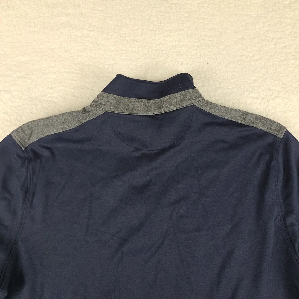 Banana Republic Sweater Mens Large Navy Blue Luxury Touch Quarter Zip Sweatshirt